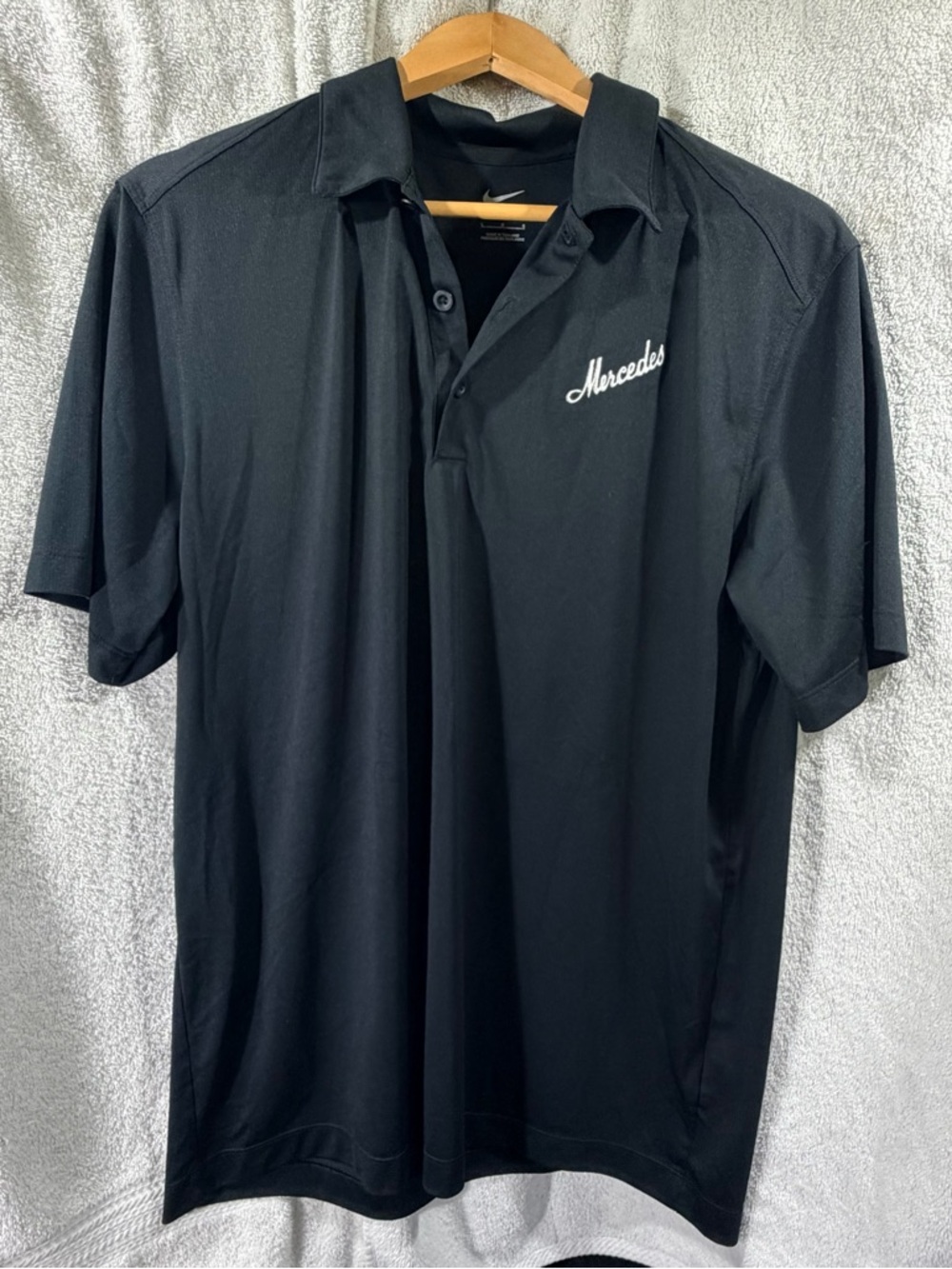 Nike Black Polo with White 'Mercedes' Script